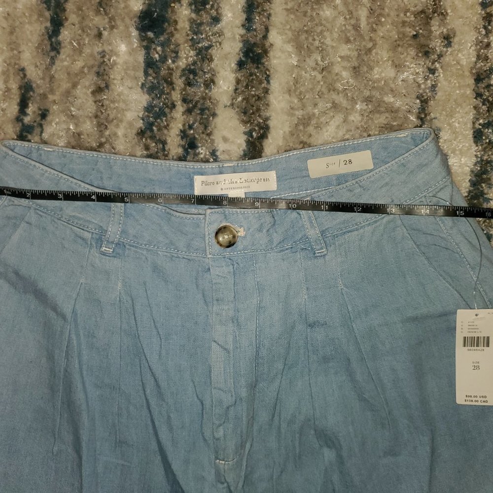 New Anthropologie Pilcro and the Letterpress Mina Chambray Culottes Size 28 - Picture 8 of 12